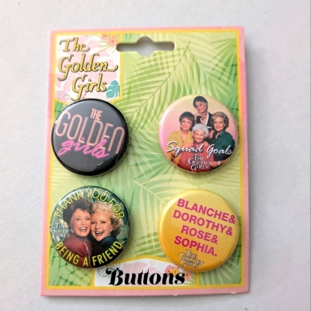 The Golden Girls Set Of 4 Pin Back Buttons - Brand New